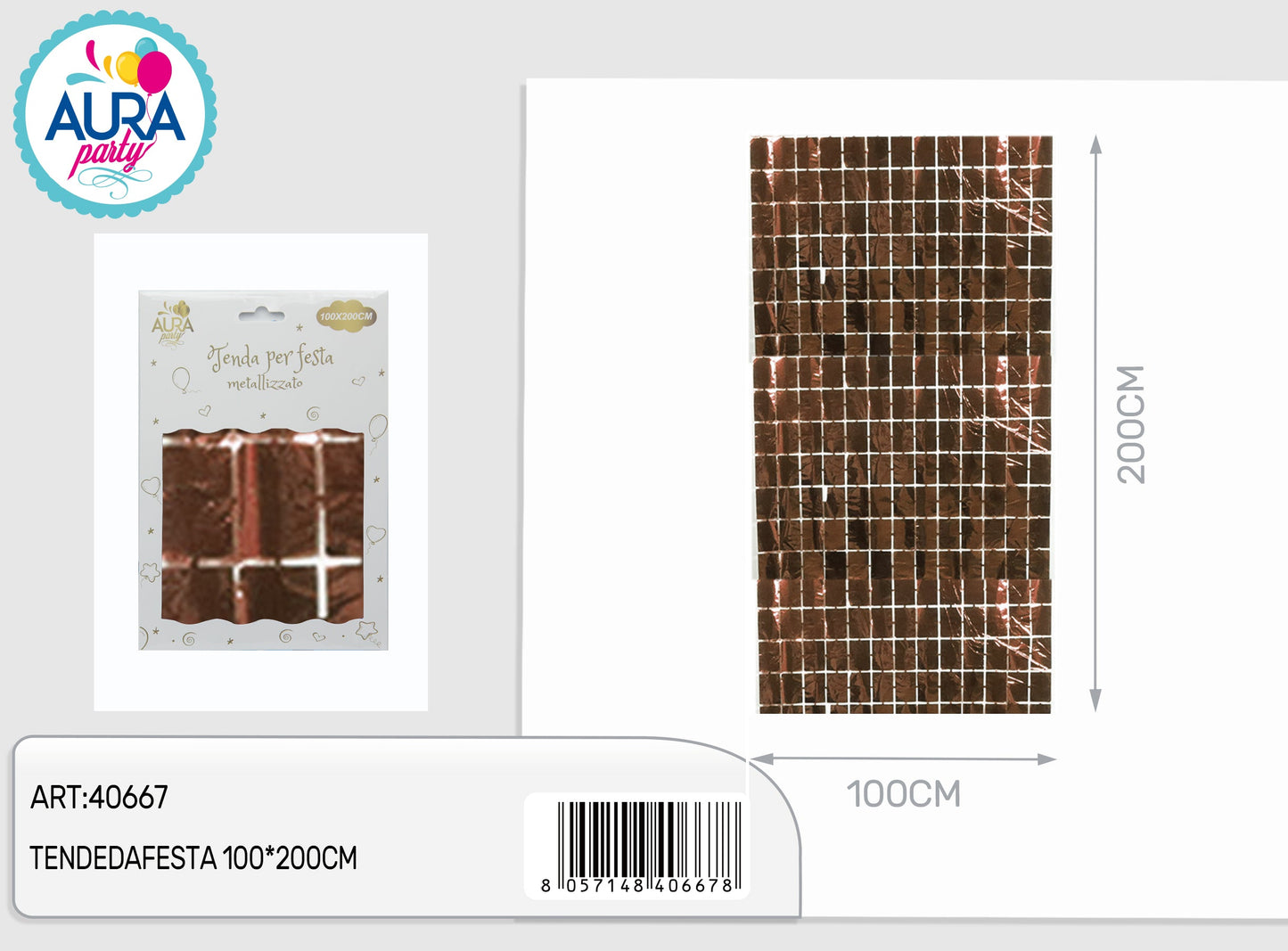 tende per festa rosagold 100x200cm