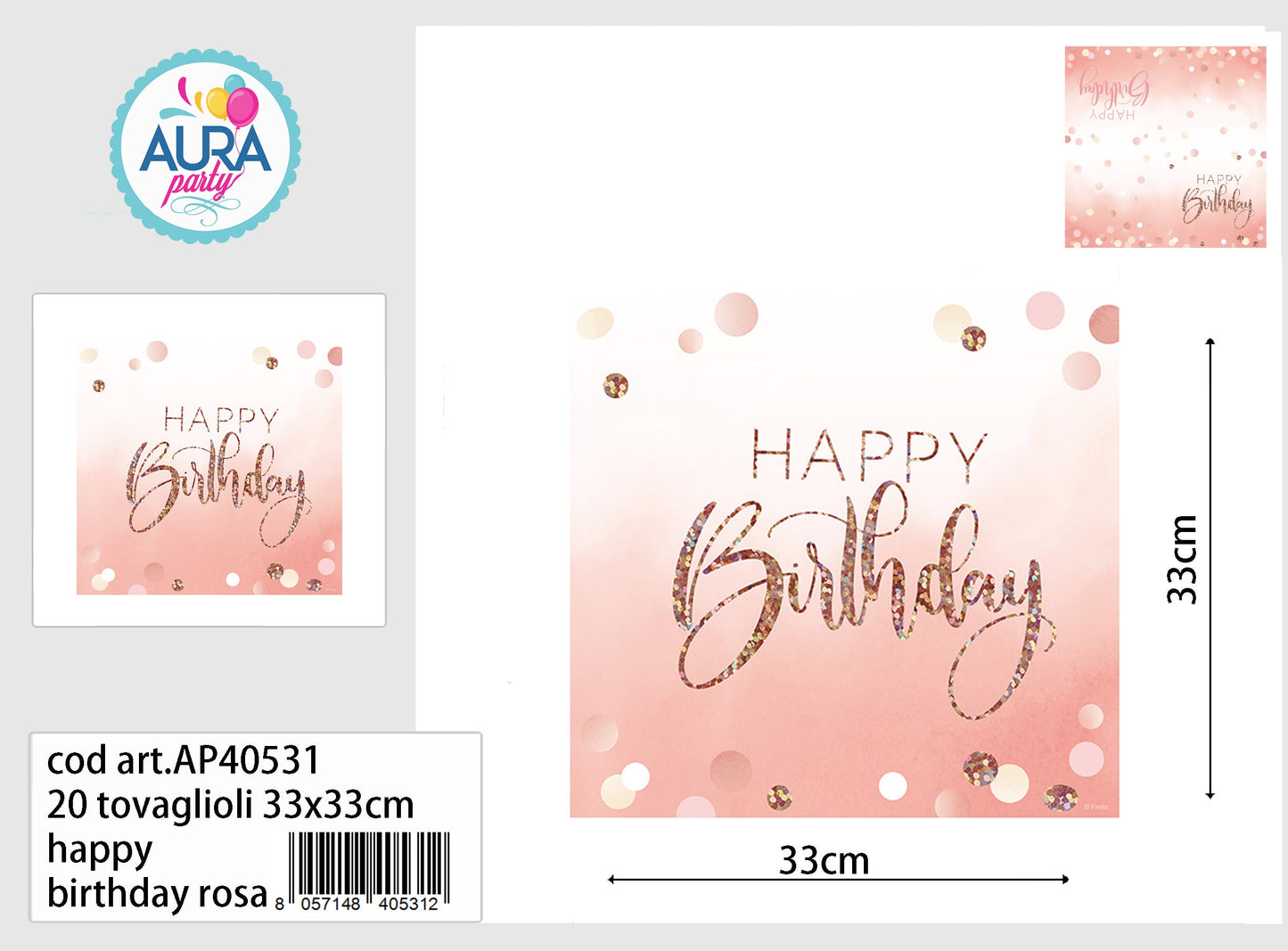 tovaglioli happy birthday pink