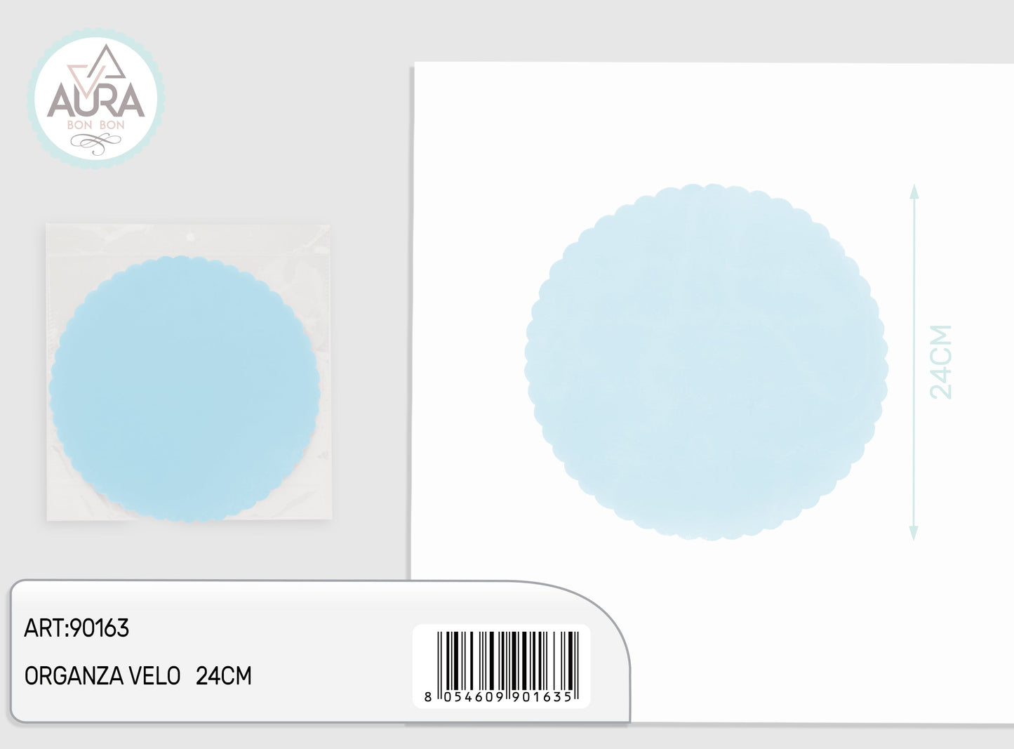 velo organza 50pz 24cm celeste