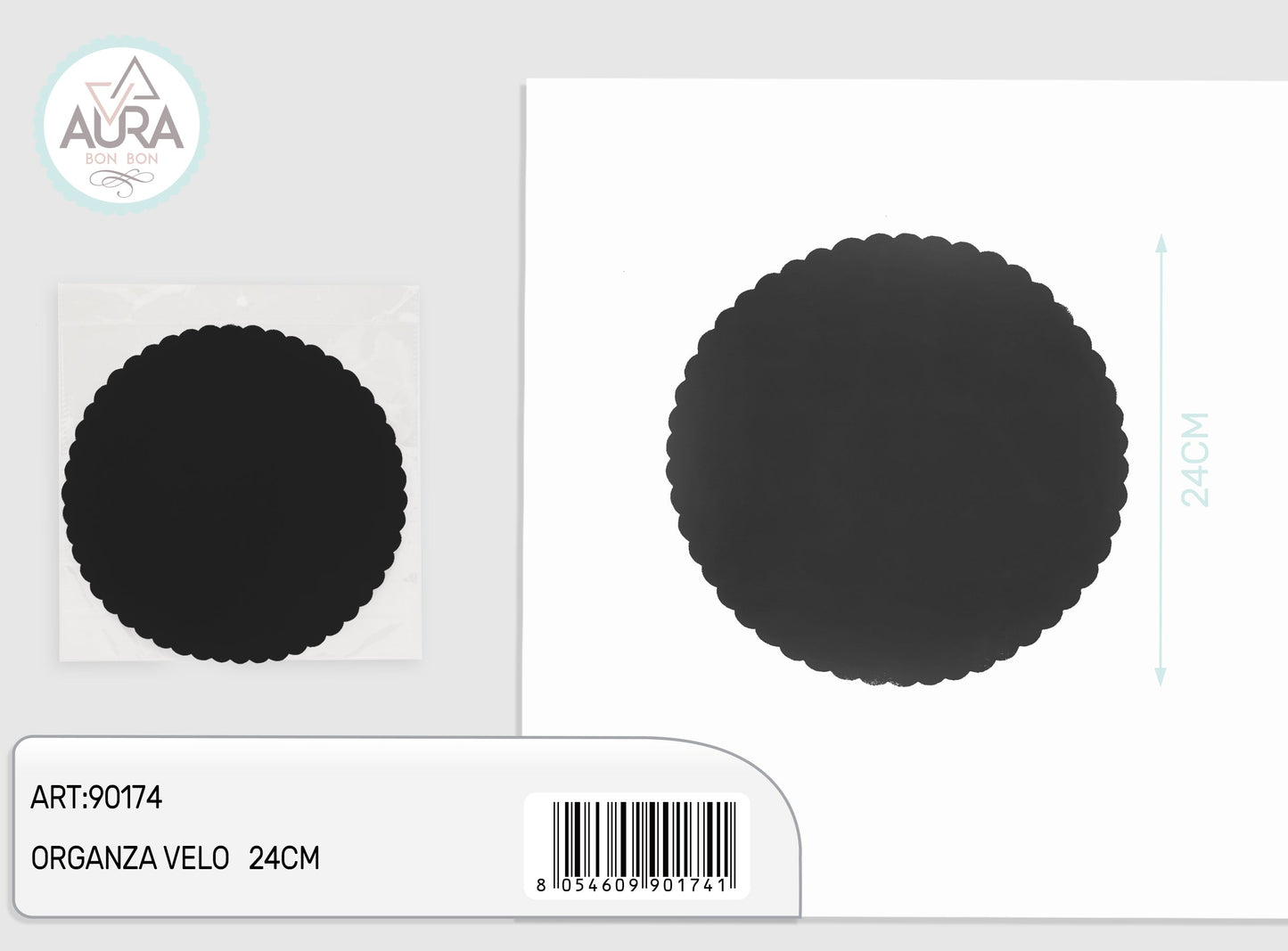 velo organza 50pz 24cm nero