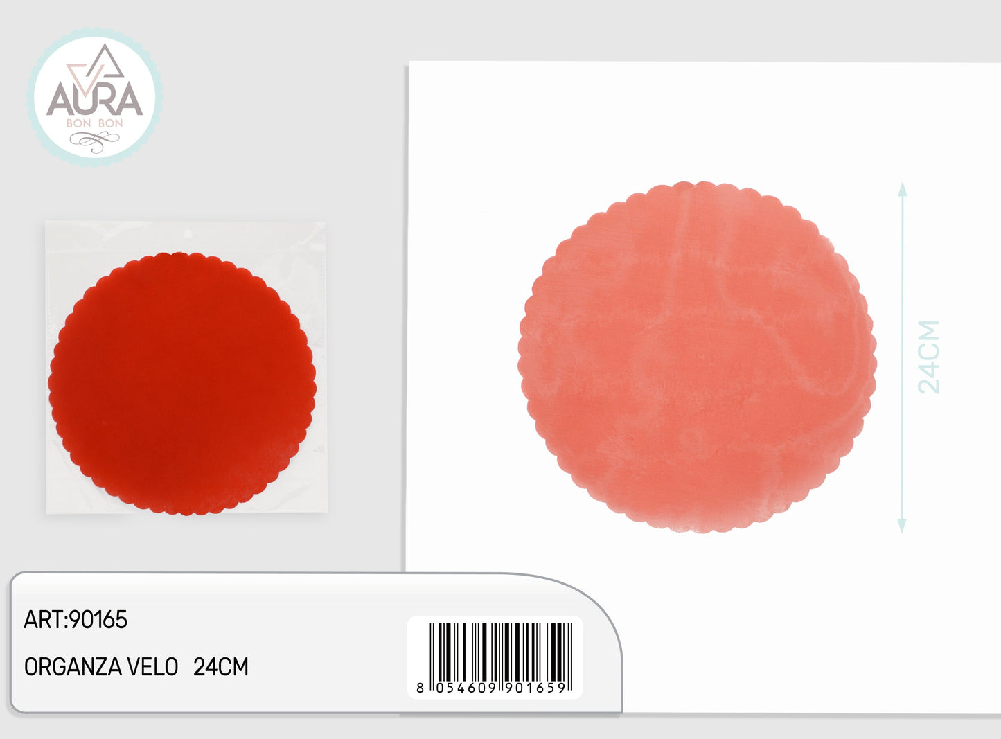 velo organza 50pz 24cm rosso