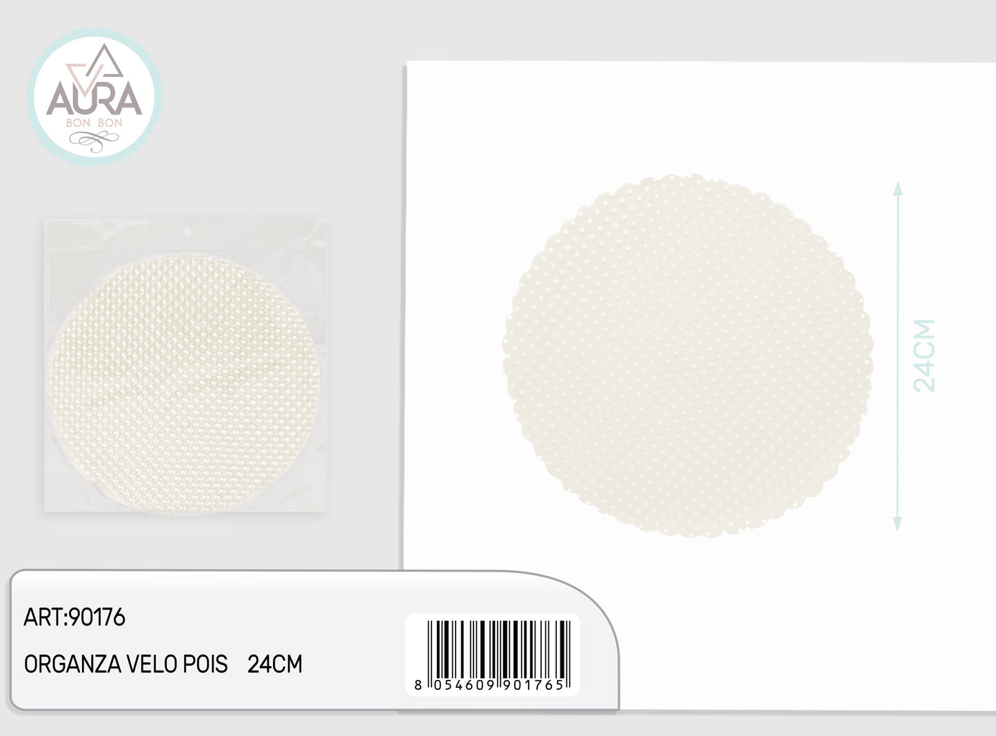 velo organza pois 24cm 25pz crema