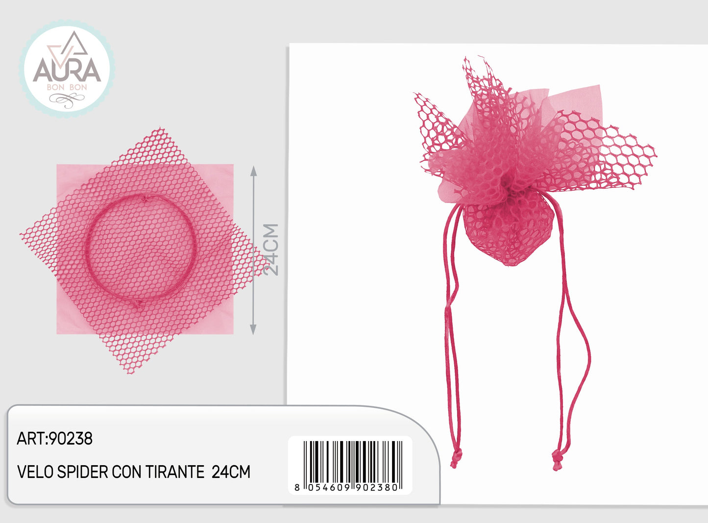 velo rete con tirante 24cm fuxia