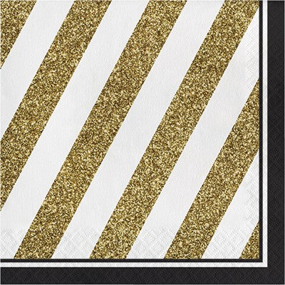 Tovagliolo 33x33cm Black & Gold?16 pz