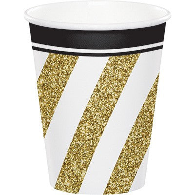 bicchiere carta 266 ml black & gold 8pz