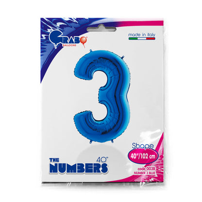 numero 3 blue 102cm