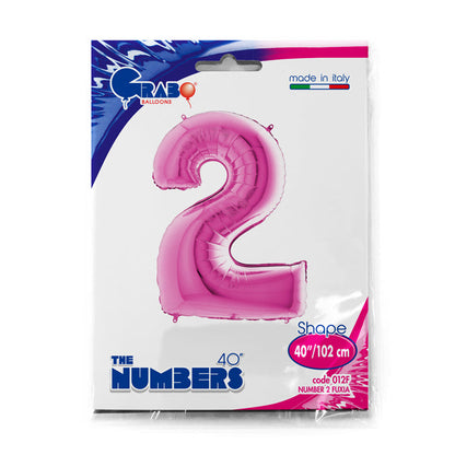 numerone 2 foil 100cm/40inch fucsia