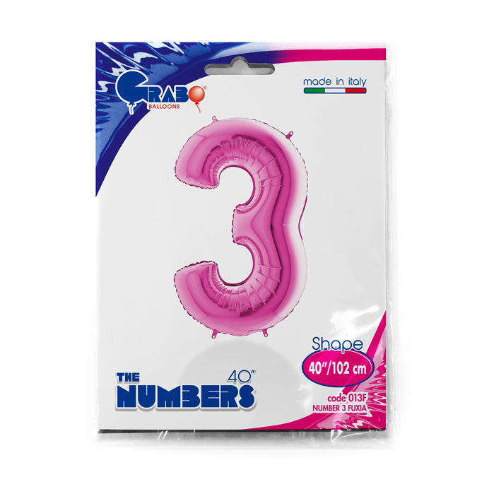 numerone 3 foil 100cm/40inch fucsia
