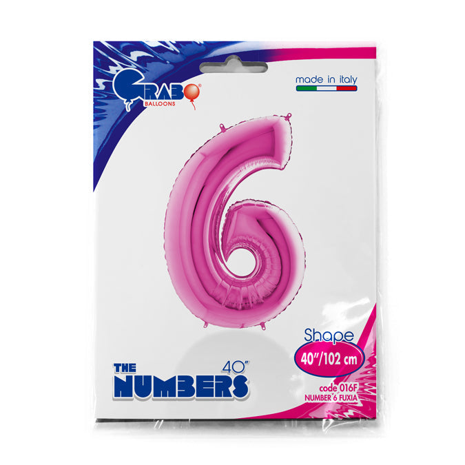 numerone 6 foil 100cm/40inch fucsia