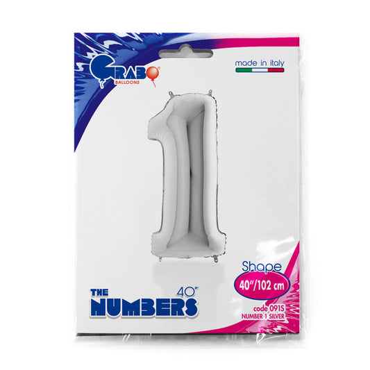 numerone 1 foil 100cm/40inch 1pz argento