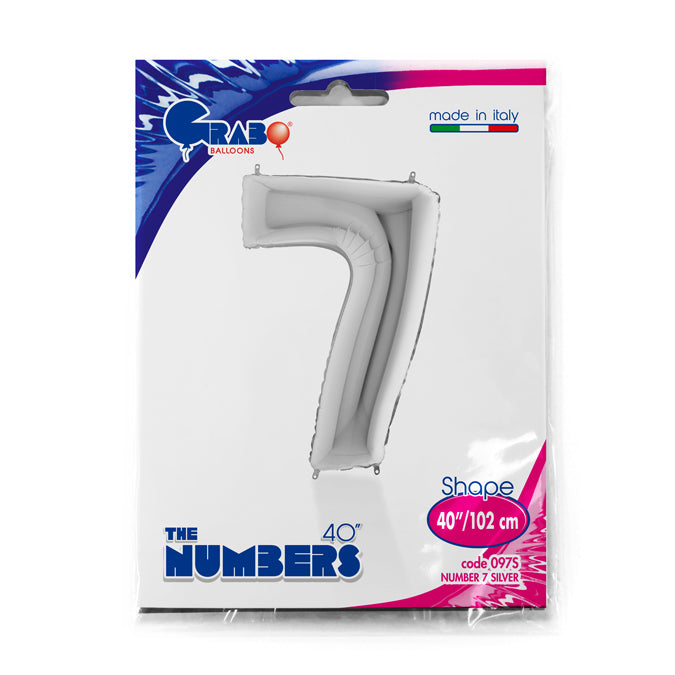 numerone 7 foil 100cm/40inch argento