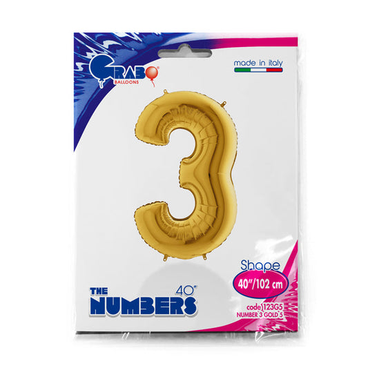 numero 3 foil 100cm/40inch oro