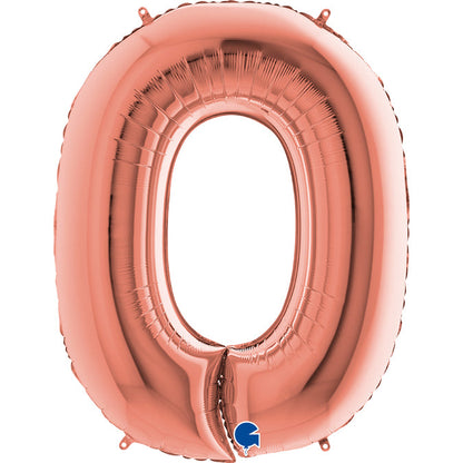 numero 0 foil 100cm/40inch rosa gold