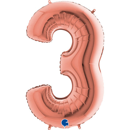 numero 3 foil 100cm/40inch rosa gold