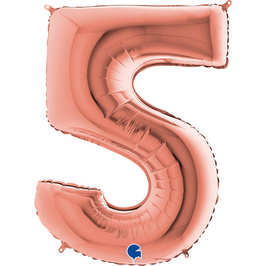 numero 5 foil 100cm/40inch rosa gold