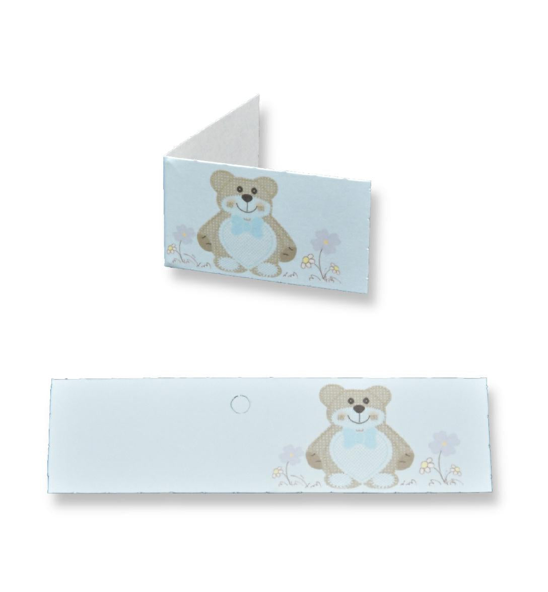 Biglietti teddy bear 45x25mm azzurro