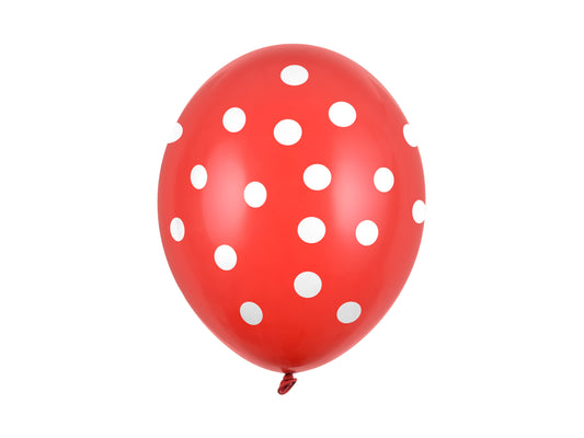 Balloons 30cm pois Pastel PoppyRed 6pz