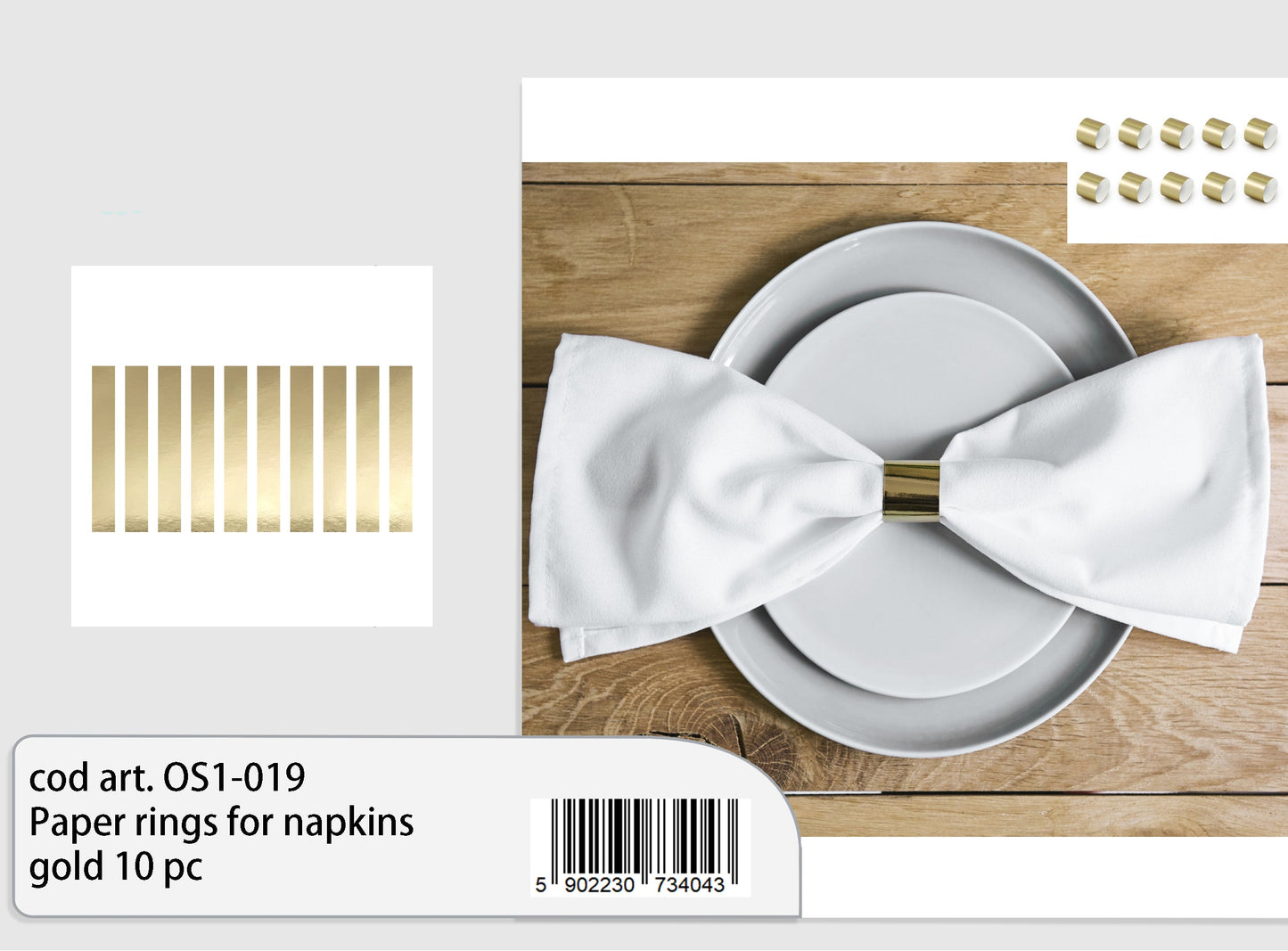 Anelli per tovaglioli colore oro 10pz