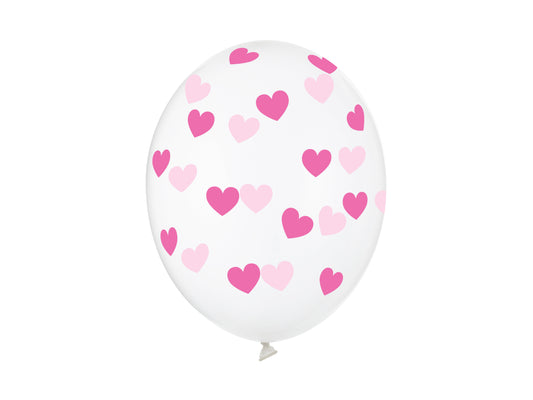 Balloons 30cm. hearts. crystal clear 6pz