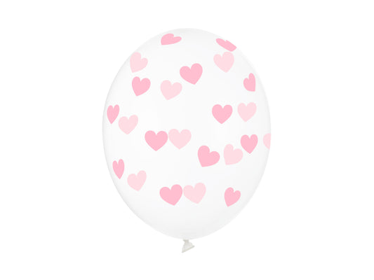 Balloons 30cm. hearts. crystal clear 6pz