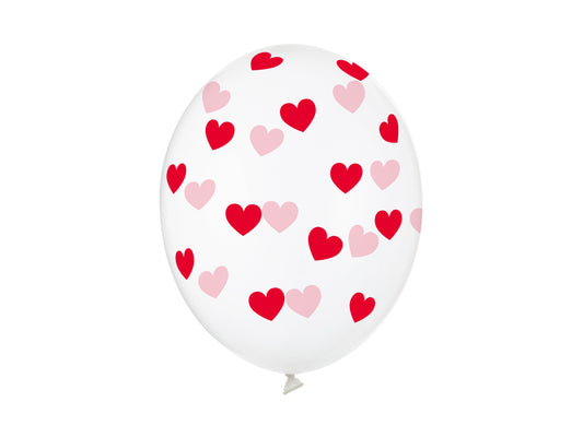 Balloons 30cm. hearts. crystal  clear 6pz
