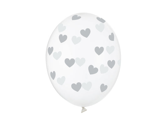 Balloons 30cm. hearts. crystal clear 6pz