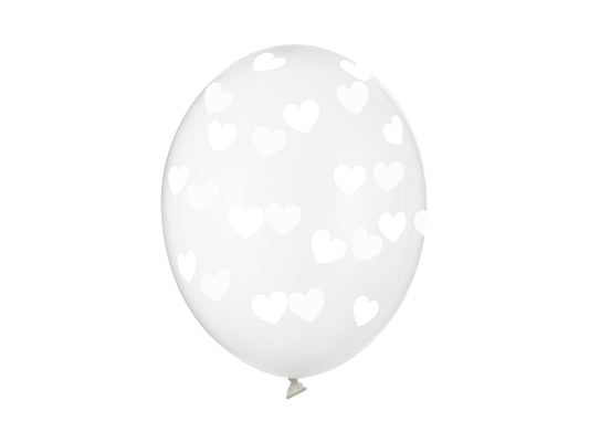 Balloons 30cm. hearts. crystal clear 6pz