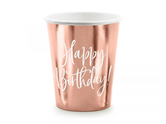 Bicchieri Happy Birthday! rosa gold 260ml 6pz