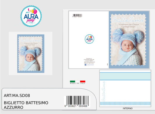 biglietto battesimo azzurro