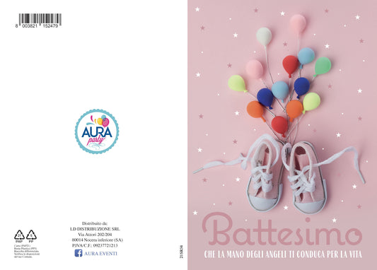 Biglietto di auguri per battesimo bimba