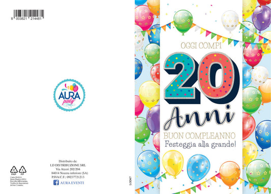 Biglietto di auguri per 20 compleanno
