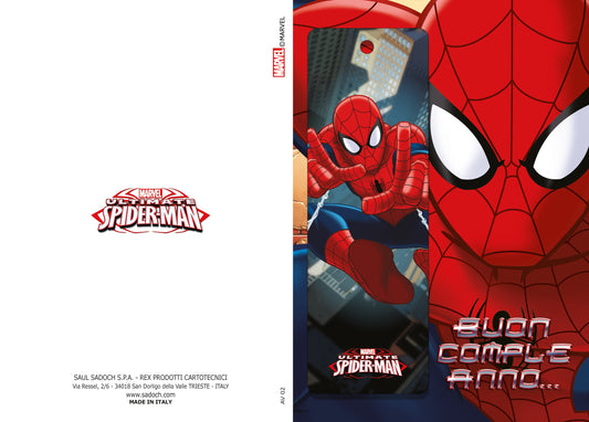 biglietto con segnalibro lentic. 3D Spiderman