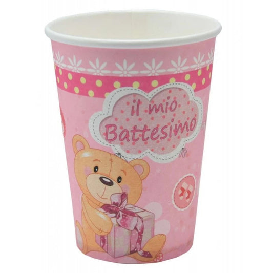Bicchieri carta "il mio Battesimo" rosa 8pz