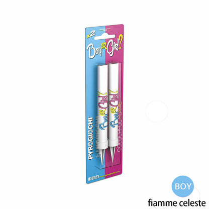 2 candelotti gender reveal azzurro