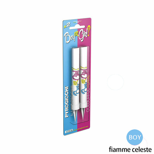 2 candelotti gender reveal azzurro