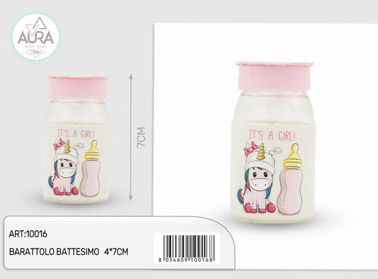 barattolo battesimo 4x7cm rosa