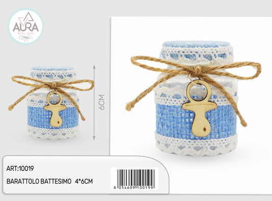 barattolo battesimo 4x6cm celeste