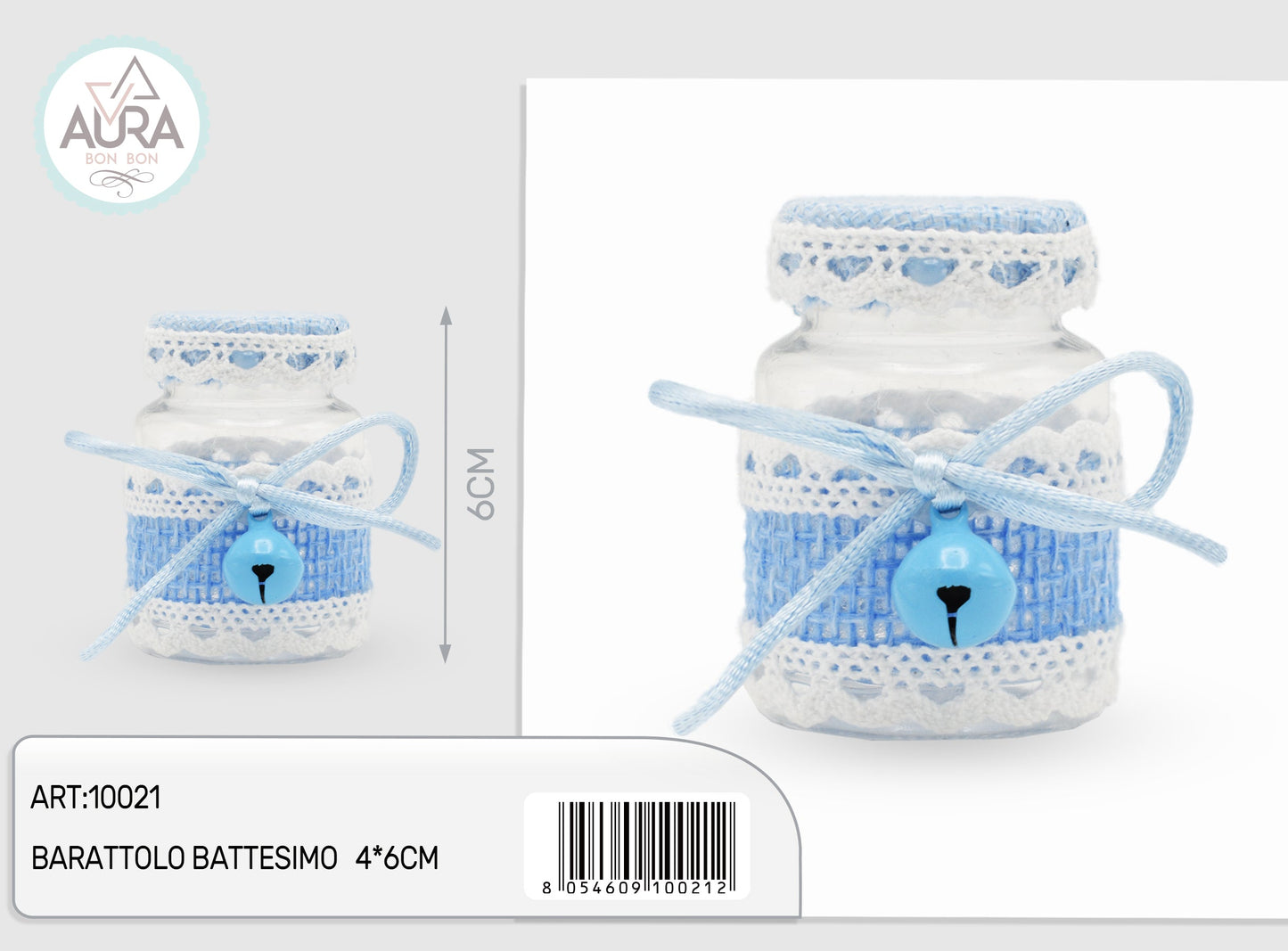 barattolo battesimo 4x6cm celeste