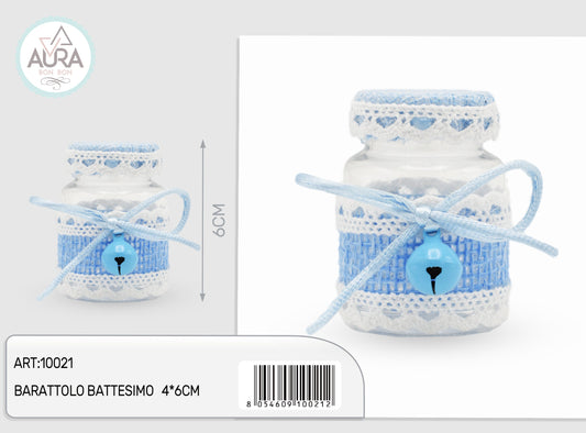 barattolo battesimo 4x6cm celeste
