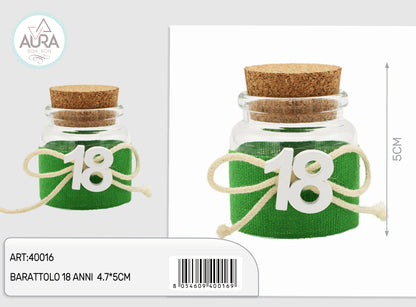 barattolo in vetro 18 anni 4,7x5cm verde