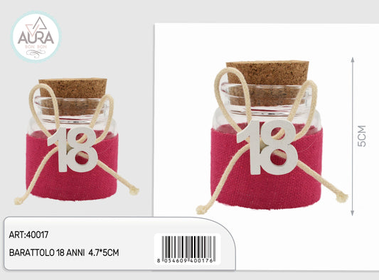 barattolo in vetro 18 anni 4,7x5cm fucsia