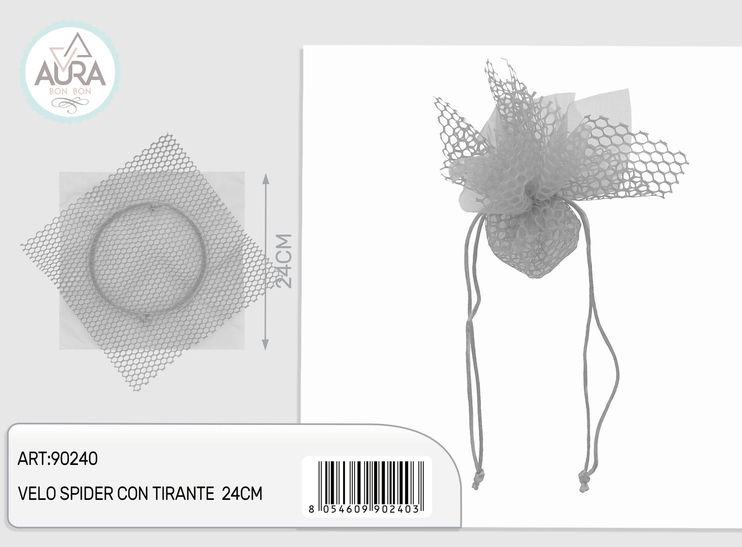 velo spider con tirante 24cm argento