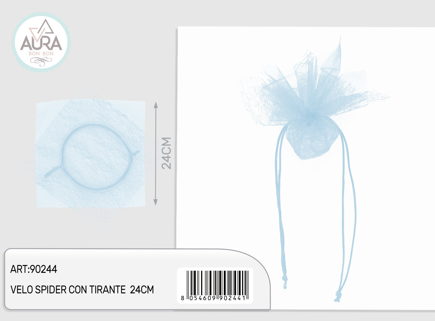 velo spider con tirante 24cm celeste