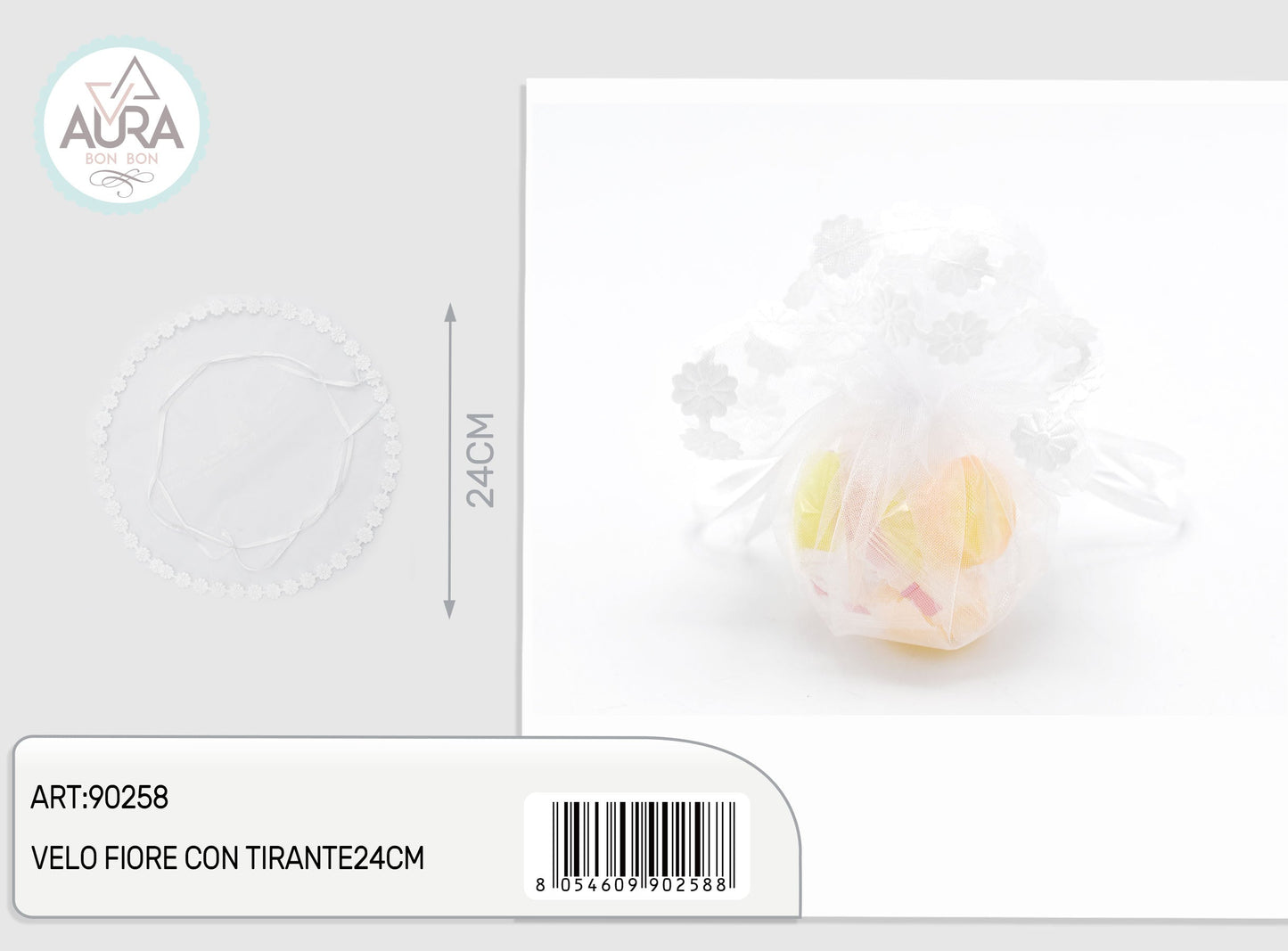 velo fiore con tirante 24cm bianco