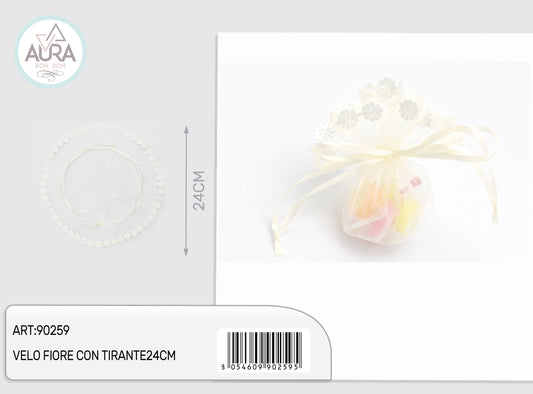 velo fiore con tirante 24cm avorio
