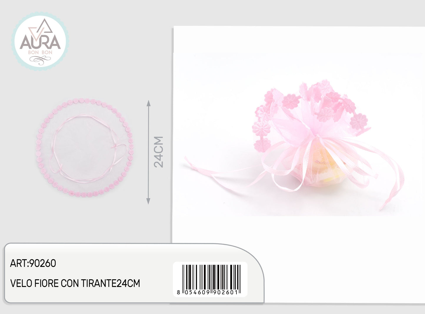 velo fiore con tirante 24cm rosa