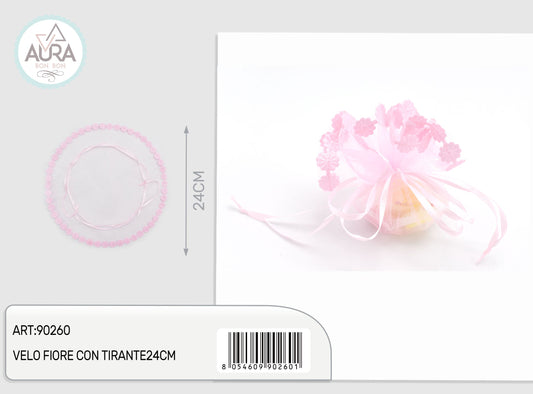 velo fiore con tirante 24cm rosa