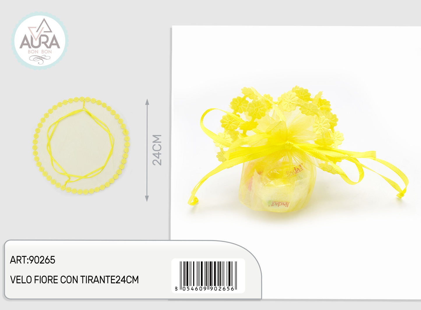 velo fiore con tirante 24cm giallo