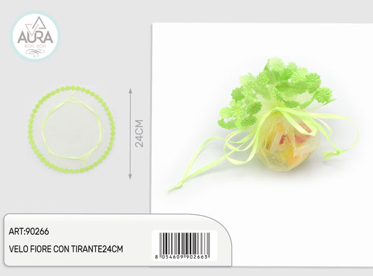 velo fiore con tirante 24cm verde chiaro