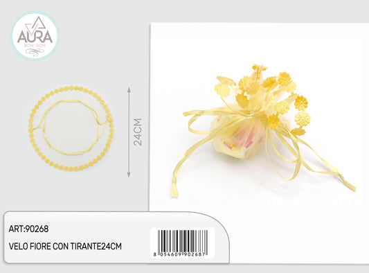velo fiore con tirante 24cm oro